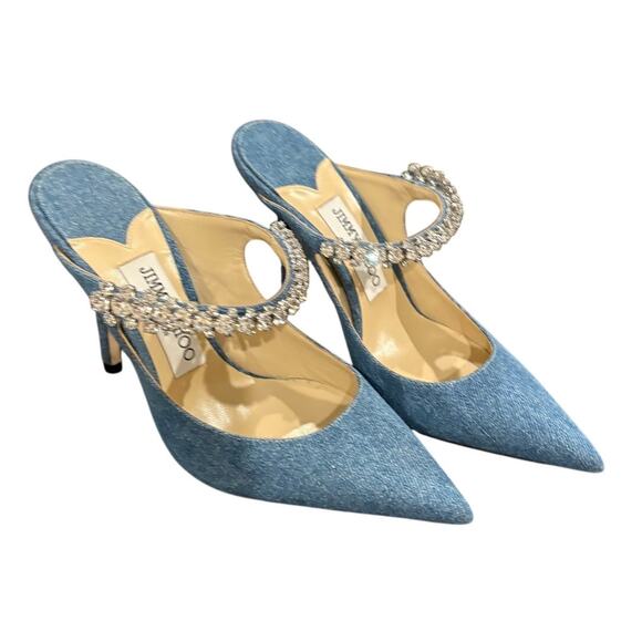 Jimmy Choo Bing Denim Embellished Pump Heels Gala Party Guest Formal Statement 5 - Picture 5 of 13